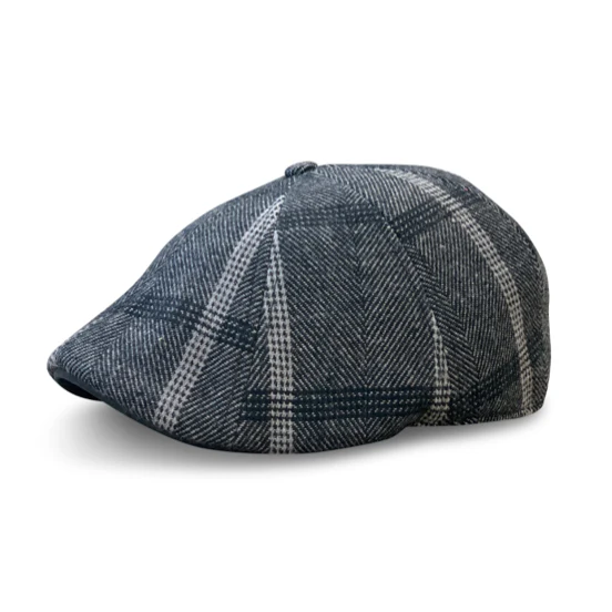 The Black Rose Peaky Boston Scally Cap - Black & Grey Plaid - Image 5