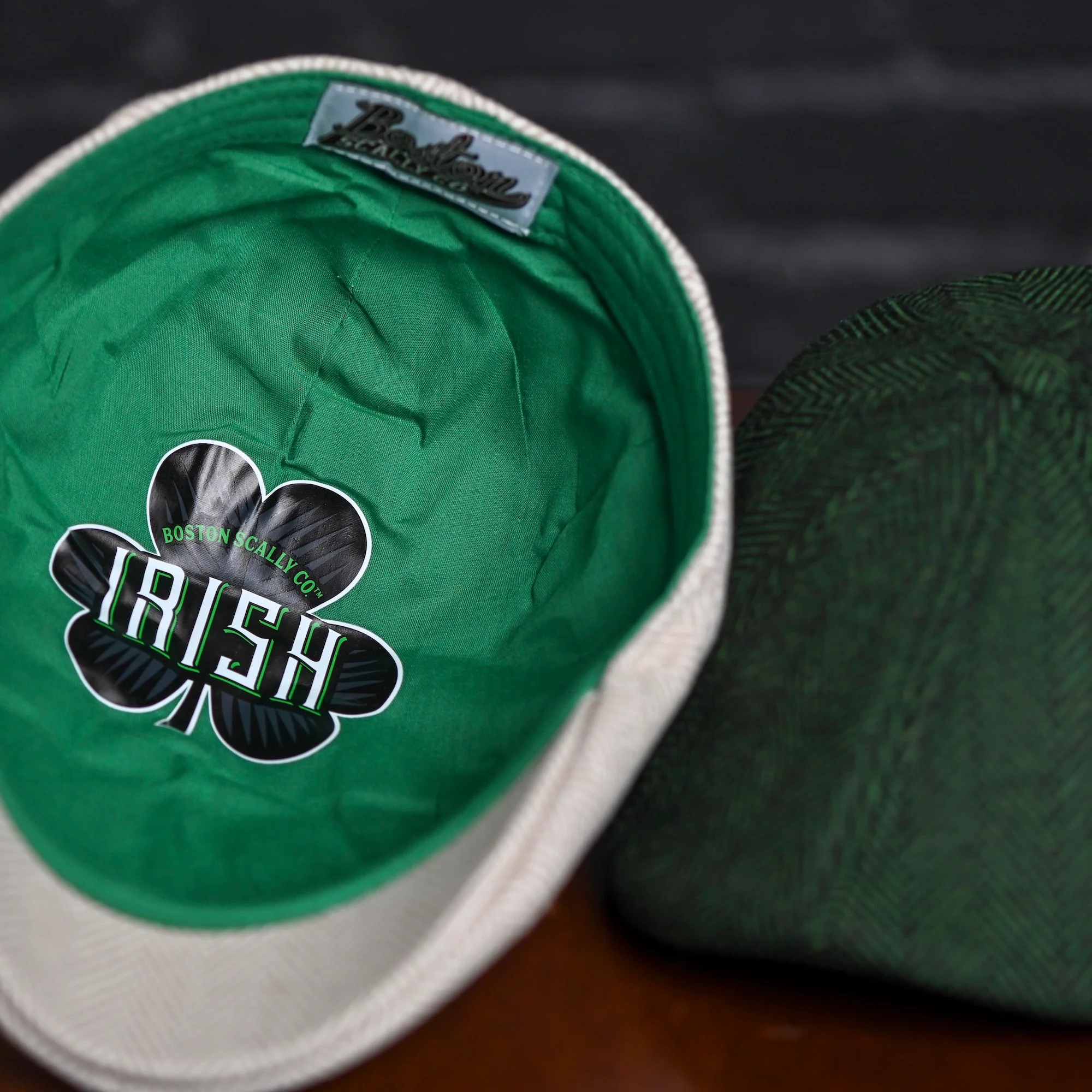 The 8 Panel Irish Boston Scally Cap - White Herringbone - Image 11
